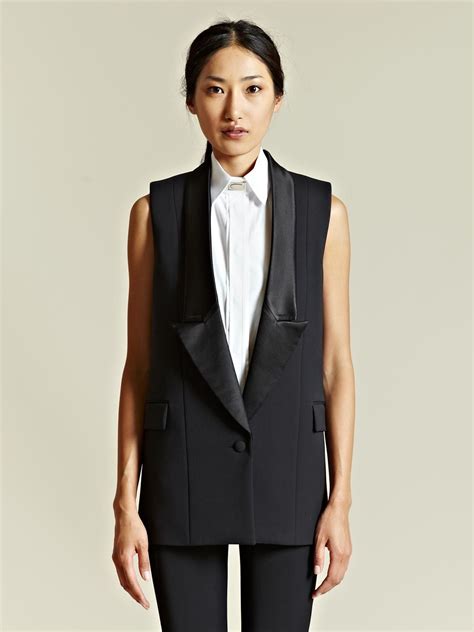 givenchy womens white tuxedo sleeveless|givenchy gowns.